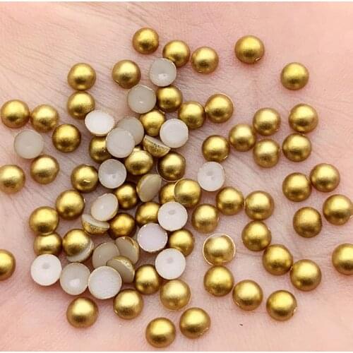 Gold 3000pcs 4mm Flatback Half Round Pearl Craft ABS Imitation Pearl Resin Scrapbook Beads DIY decorate -D421