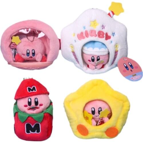 10Cm Kawaii Kirby Plus Cartoon Scene Set Star Kirby Plushie Sundries Storage Bag Cute Anime Plush Toys For Girls Birthday Gift