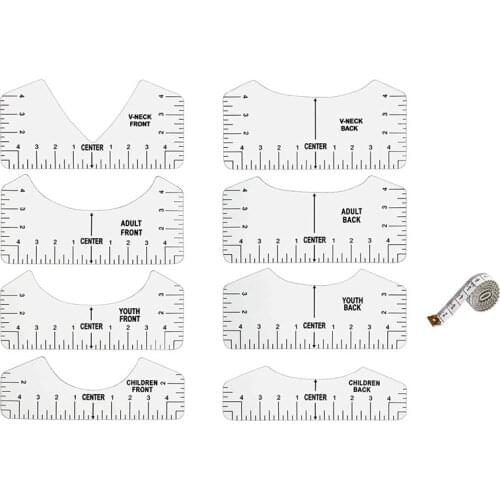 9 PCS T-Shirt Alignment Tool, T-Shirt Guide Ruler for Designing Clothing, PVC Back and Front Aligned T-Shirt Rulers