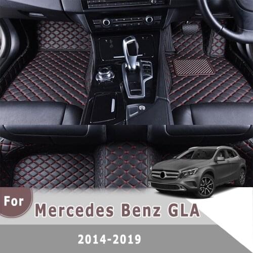 RHD Car Floor Mats For Mercedes Benz GLA 2019 2018 2017 2016 2015 2014 Auto Interior Accessories Custom Leather Foot Rugs Cover