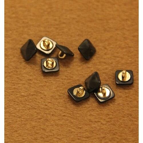 Free shipping 50pcs/lot Small square buttons 9 mm shirt button elegant black metal bottom bead light resin buttons