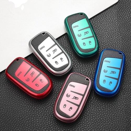 TPU Leather Car Remote Key Case Cover Durable for Jeep Renegade Grand Dodge Ram 1500 Journey Charger Waterproof Key Fob Shell