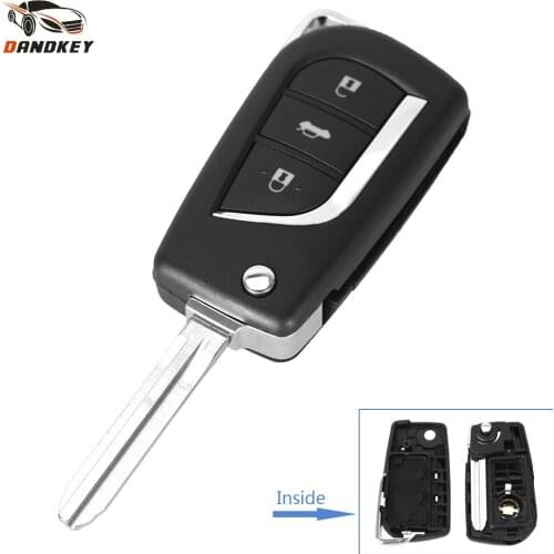 Dandkey 3 Buttons Car Flip Folding Key Shell Blank Remote Fob Case For Toyota Corolla EX New VIOS Key Toy43 Blade key shell