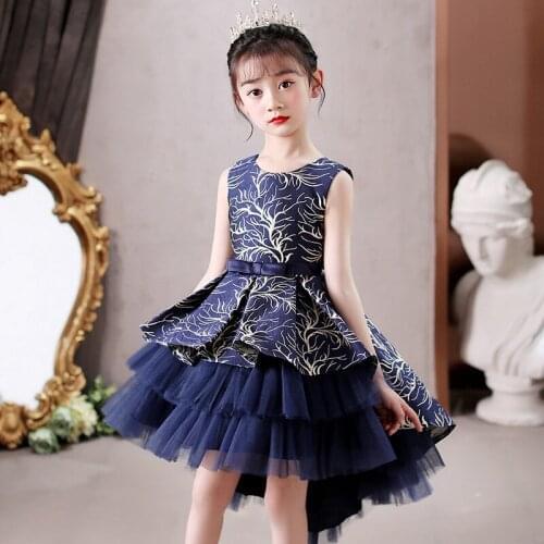 Childrens clothing girls princess dress women embroidered net yarn irregular length bow dress skirt summer dress