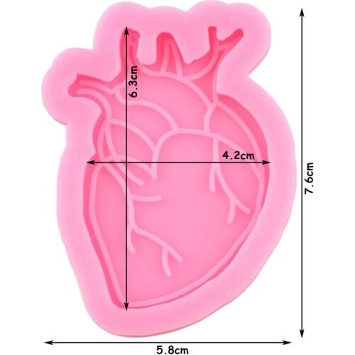 Glossy Halloween Human Heart Silicone Keychain Mold DIY Handmade Jewelry Making Epoxy Resin Molds Fondant Cake Decorating Tools