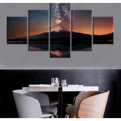 HD Jepanese Landscape Fuji Mount Wall Painting Beautiful Sky with Stars Fancy Poster for Room Decor
