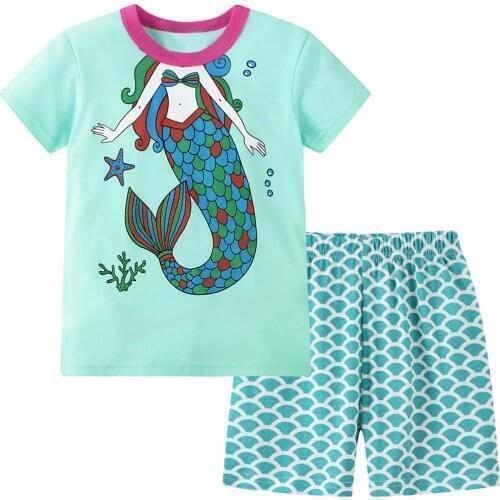 Cotton Toddler Pajamas Set Mermaid Kid Clothes Cotton Pyjama For Girls Sleepwear Nightwear For Home Night Suit For Kids Summer