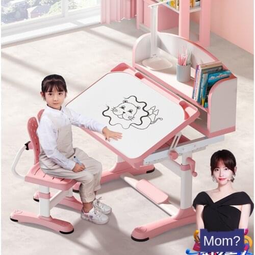 Storage bookshelf childrens learning table upright foot home desk hand lift Primary School student desk writing desk and chair