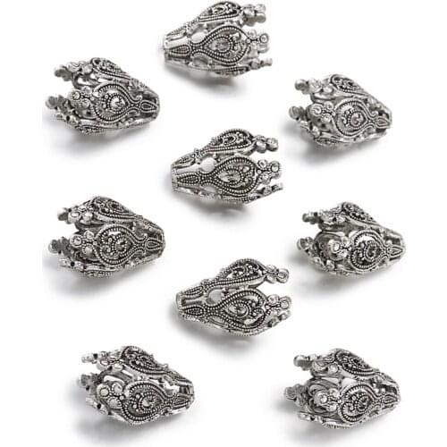 10pcs Antique Silver Color Brass Hollow Flower Bead Caps Filigree Cap for Jewelry Making 5-Petal Spacer bead caps cone 20x15mm