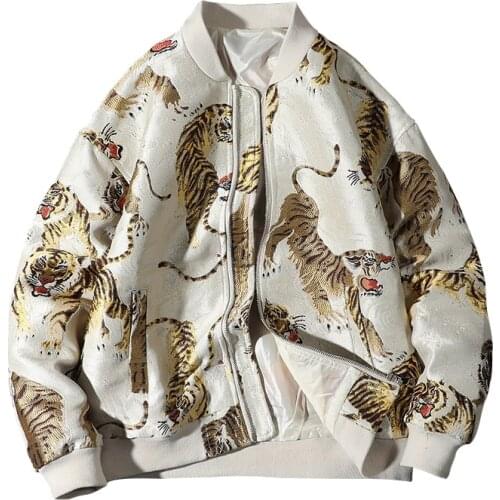 Chinese Style Luxury Tiger Parrot Crane Embroiderey Jackets Men Spring and Autumn New Loose Baseball Jacket Casual Coats