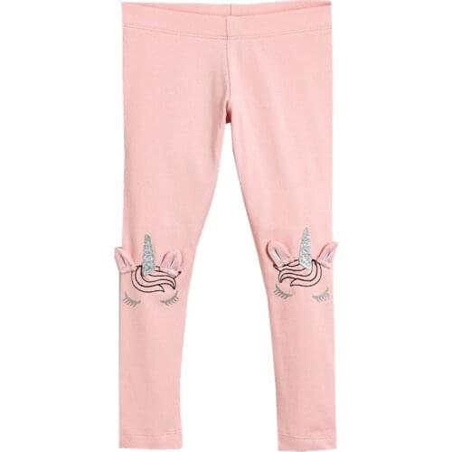 Girls Leggings Pure Cotton Tights Trousers Kids Skinny Embriodery Pattern Children Pants