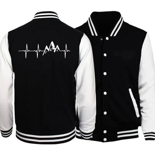 2019 Autumn Men Bomber Jacket Men Mountain Heartbeat Print Jackets Mens Coat High Quality Outwear Zippe Bodywarmer Sportswear