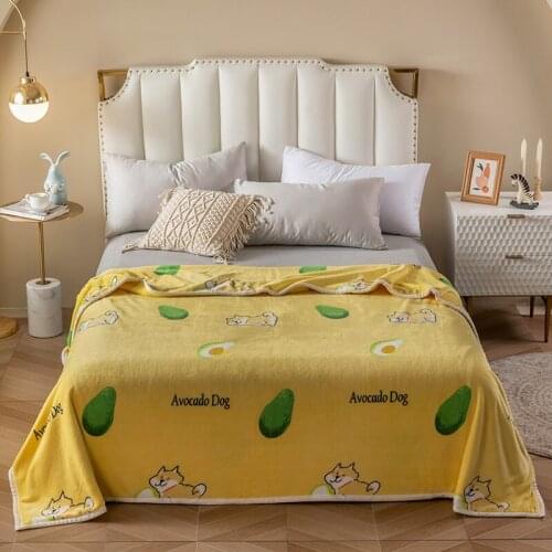 Avocado Soft Warm Coral Fleece Blanket Sheet Bedspread Sofa Plaid Mechanical Wash Flannel Blankets SSXYX