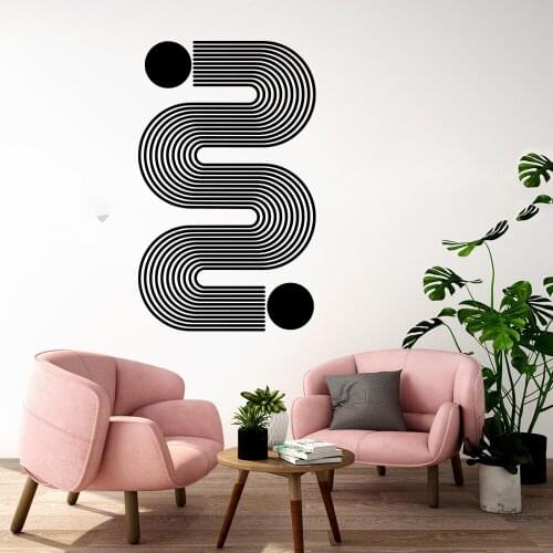 Boho Geometric Rainbow Sun Lines Wall Decal Playroom Kids Room Abstract Contemporary Aesthetic Wall Sticker Farmhouse Vinyl