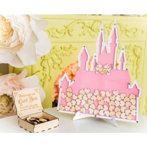 Personalize pink mouse couple castle wedding engraved Alternative memory guestbooks with heart drop box top birthday guestbooks