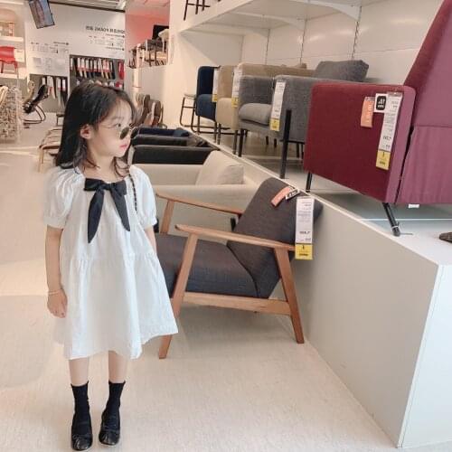 Toddler Kids Baby Girls Dress Summer Baby Kids Girl Princess Fashion White Party Dresse With Bow Sweet Clothes Outfit