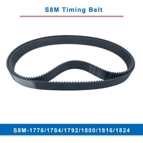 Timing belt S8M-1776/1784/1792/1800/1816/1824 teeth pitch 8 mm circular teeth belt width 20/25/30/40 mm for 8M timing pulley