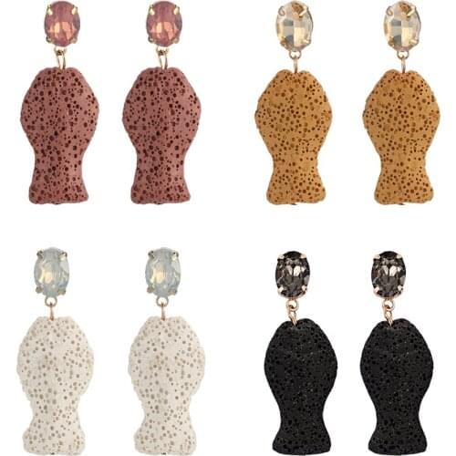 1 Pair Fish Shaped Rhinestone Ear Studs Earrings Volcanic Stone Jewelry