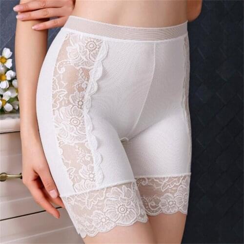 Women Sexy Floral Lace Safety Short Pants Seamless Mid Waist Stretchy Thigh Length Shorts Leggings Lingerie Slimming Underwear