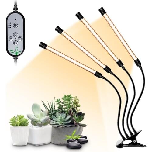 USB Plant Grow Light Sunlight White Full Spectrum Lighting Desktop Clamp Growing Lamp for Plants 5 Dimmable Levels 4/8/12H Timer
