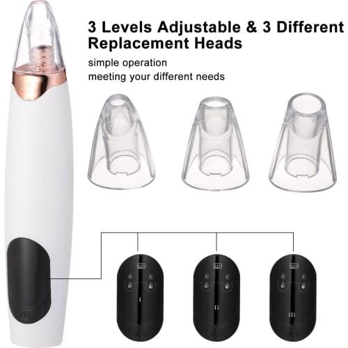Electric Blackhead Remover Facial Pore Cleanser USB Rechargeable Vacuum Blackhead Acne Removal Suction Tool with 3 Modes