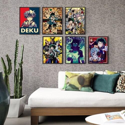 Japanese Anime My Hero Academia Art Canvas Boku Poster Print Cartoon Decorative Painting Home Decoration
