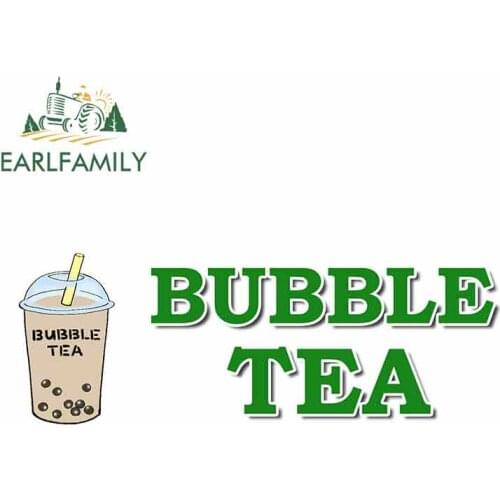 EARLFAMILY 13cm x 4.7cm for Bubble Tea Food Fair Restaurant Sign Funny Car Stickers Vinyl Sunscreen RV VAN Decal JDM Accessories