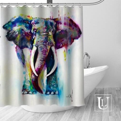 Custom ELEPHANT katy paintings Bath Curtain Fabric Modern Shower Curtain bathroom beautiful Curtains Bath decor