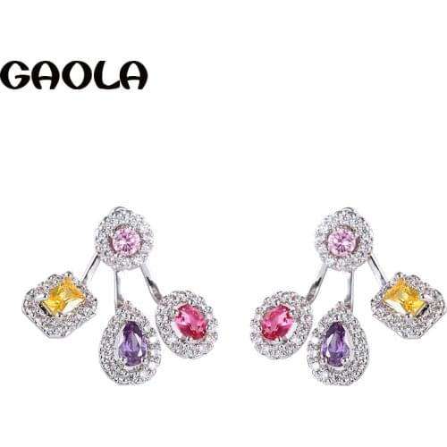 GAOLA Women Fashion Beautiful Geometric Multicolor Cubic Zirconia Stud Earrings Wedding Jewelry GLE6335Y