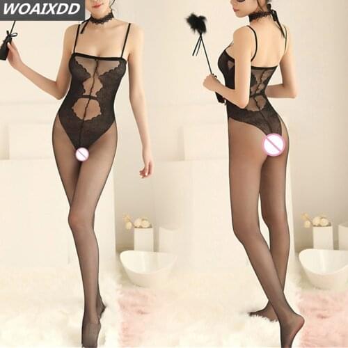 Women Sexy Lingerie Erotic Open Crotch Hollow Body Stockings Fishnet Tights Transparent Pantyhose Long Stocking Sleepwear