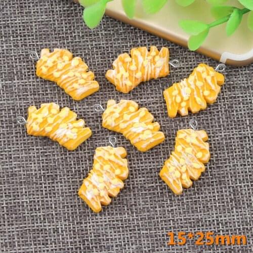 10pcs 15*25mm Handmade DIY resin bread charms kawaii cabochon sticker simulated fake food craft decoration jewelry making charm