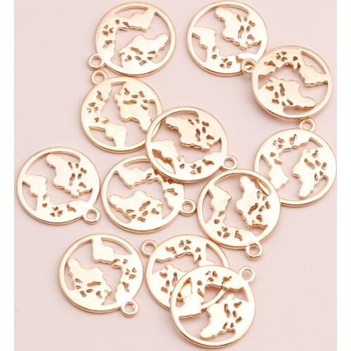 20pcs Gold Color Hollow Circles Charms for Making Bracelets DIY Alloy Map Beads Handmade Necklaces Jewelry Finding 21x21mm