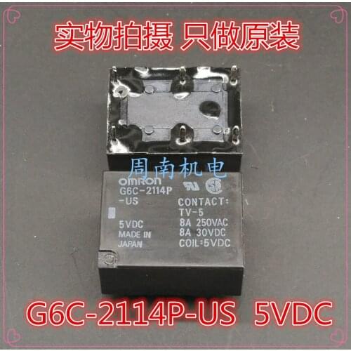 2Pcs/Lot Relay G6C-2114P-Us-5Vdc G6C-2114P-Us-5V 6Pin 8A New And Original