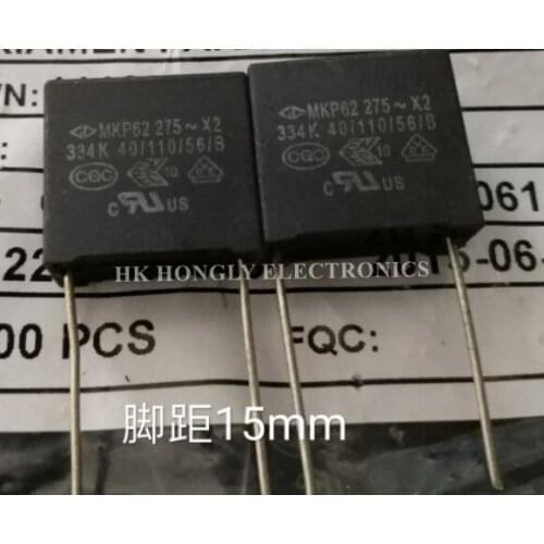 50PCS MKP62 275V X2 334K 824K 0.33UF 0.82UF 275VAC P=15mm Film Capacitor
