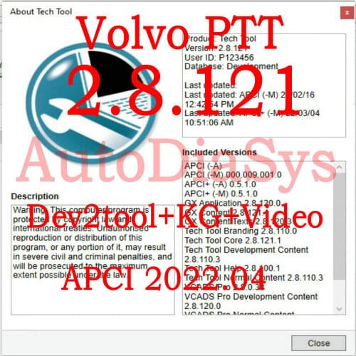 2021 Premium Tech Tool PTT 2.8 V2.8.61 VCADS Development+Dev2tool+APCI+Keygen+INSTALL Video+APCI+ for Volvo Diagnostic