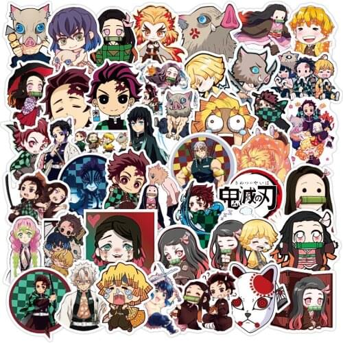 50Pcs Kimetsu No Yaiba Anime Waterproof Sticker for Guitar Waterbottle Bike