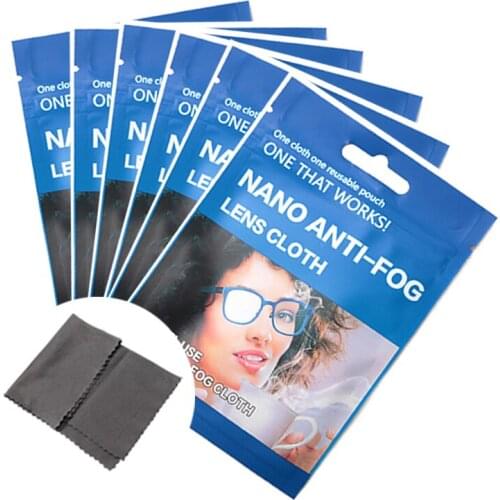 6PCS/lot Reusable Anti-Fog Wipes Glasses Pre-moistened Antifog Lens Cloth Defogger Eyeglass Wipe Prevent Fogging for Glasses