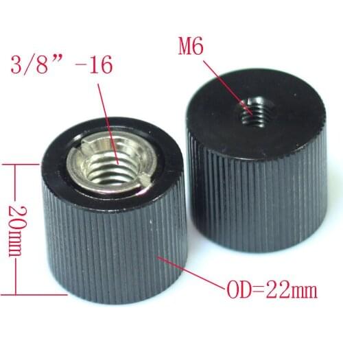 2x Thread Adapter Microphone Stand 3/8"-16 Female to M6 female for camera tripod