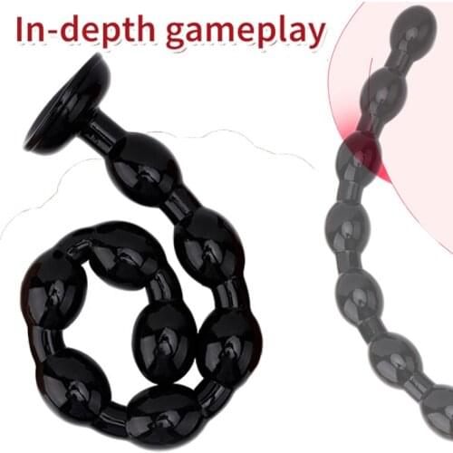 50cm Long Anal Beads Plug with Suction Cup Prostate Massager Anus Dilator Butt Plug for Men Women Masturbate Anal Balls Sex Toys