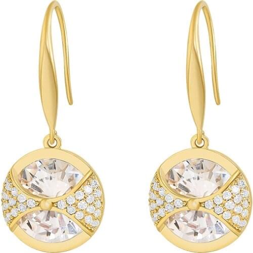 1Pair Big Zircon Earrings Water Drop Dangle Earring Gold Alloy Crystal Earrings 2021 Jewelry Gift for Girlfriend Women Party