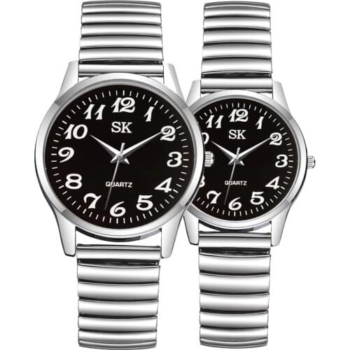 Fashion Men Women Quartz Wristwatches Couple Flexible Stretch Band Watch Man and Ladies Clock Gift