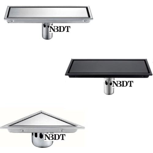 304 Stainless Steel Black Linear Shower Floor Drain Conceal Rectangle Triangle Corner Tile Insert Grate Strainer Deodorant
