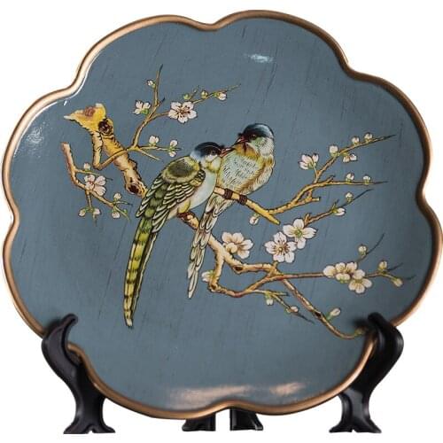 American Ceramic Flower Bird Decoration Plate European Living Room Wine Cabinet Background Decoration Display