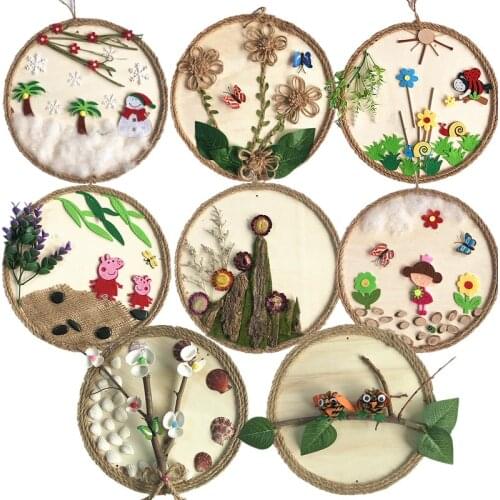 Kids DIY 3D Wall Hanging Decoration Background Wall Painting Hemp Rope Disc Handmade Material Package Kindergarten DIY Toys