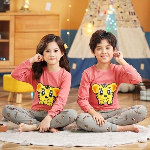 Baby Long Sleeve Nightwear Children Cotton Dinosaur Sleepwear Age 2-14 Y Girls Pajamas Pijama Kids Unicorn Cartoon Clothes Set