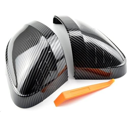 For Audi A4 A5 S4 S5 B9 Car Rearview Mirror Cover Side Wing Protect Frame Covers Trim Carbon black and bright black