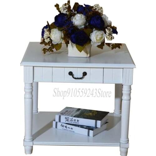 European Corner Table Sofa Side Table French Square Table Telephone Table Small Coffee Table Ivory White Living Room Square Tabl