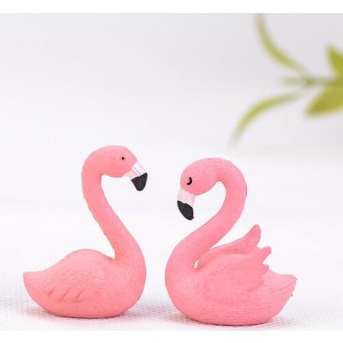 Pink Flamingo Figurine Miniature Animals Ornaments Garden Decor Micro Landscape Fairy Garden Statue Decoration
