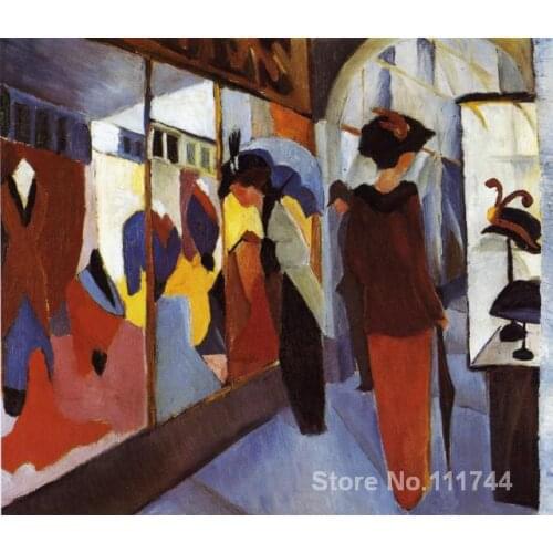 Oil painting from photo Fashion Shop by August Macke High Quality Handmade