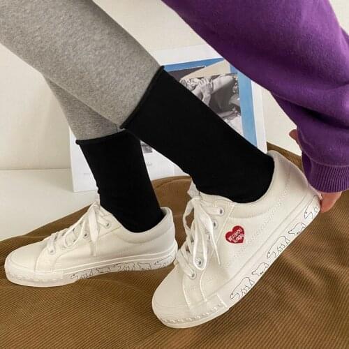 Women Vulcanized Shoes Love embroidery Harajuku style High Quality Flats Designer Female Canvas Sneakers 2021 Fashion Spring New